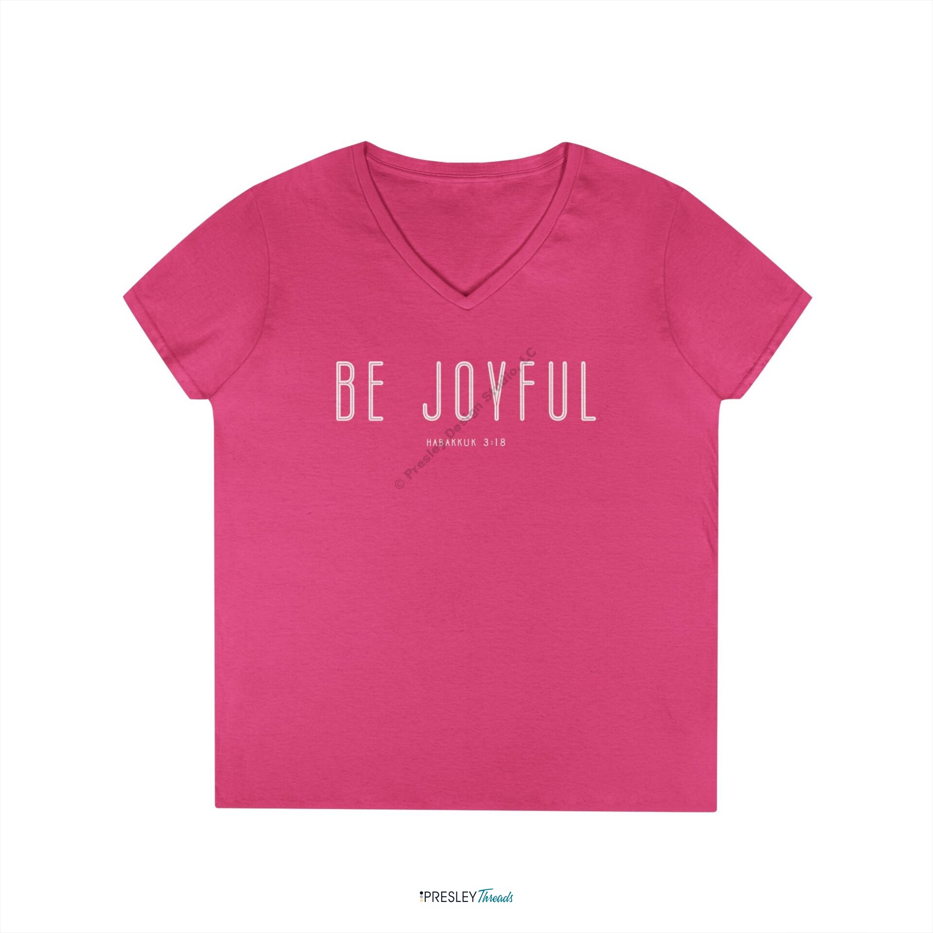 Be Joyful – Habakkuk 3:18 | Ladies’ V-Neck T-Shirt Be Joyful - Habakkuk 3:18 | Ladies' V-Neck T-Shirt