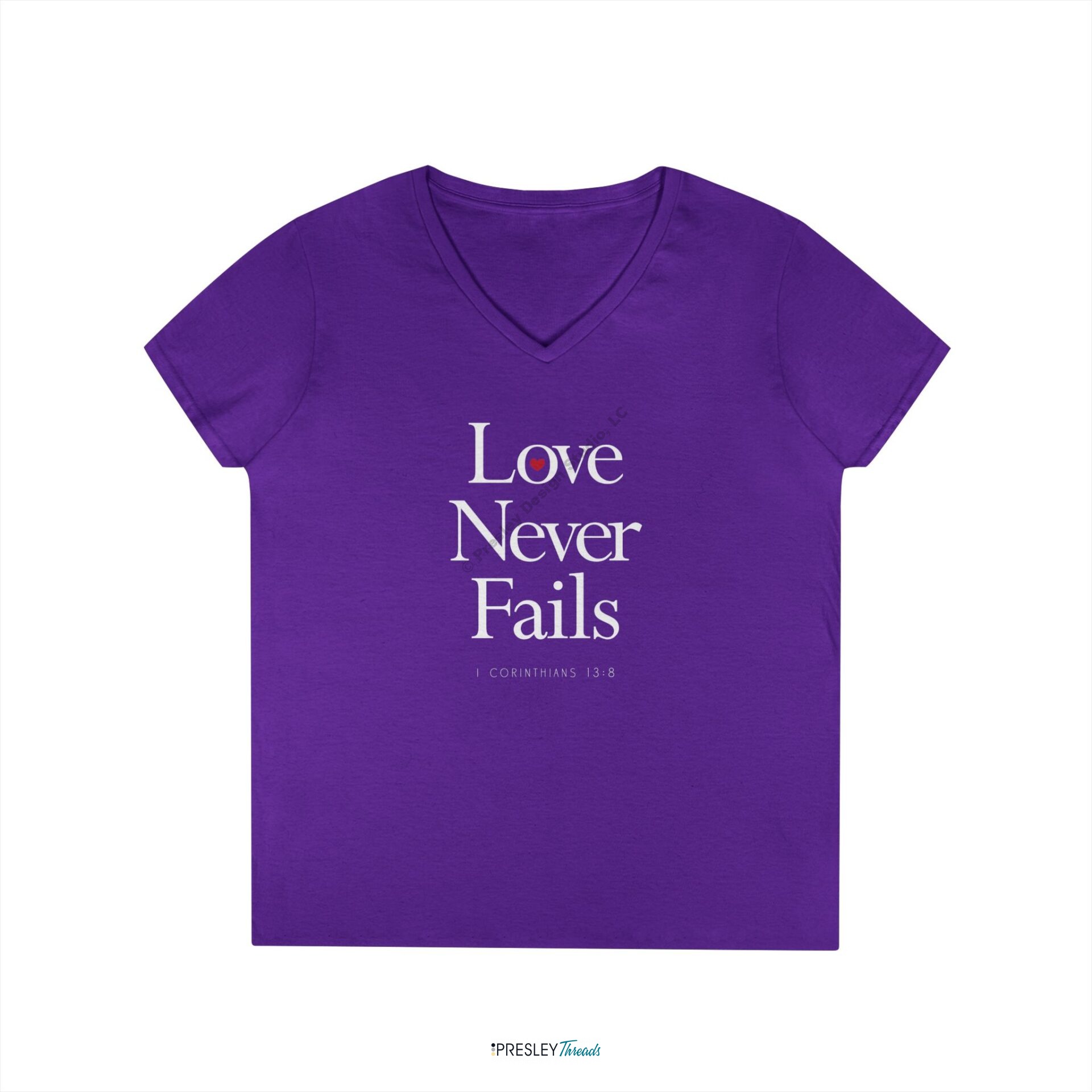 Love Never Fails – I Corinthians 13:8 | Ladies’ V-Neck T-Shirt Love Never Fails - I Corinthians 13:8 | Ladies' V-Neck T-Shirt - Image 5