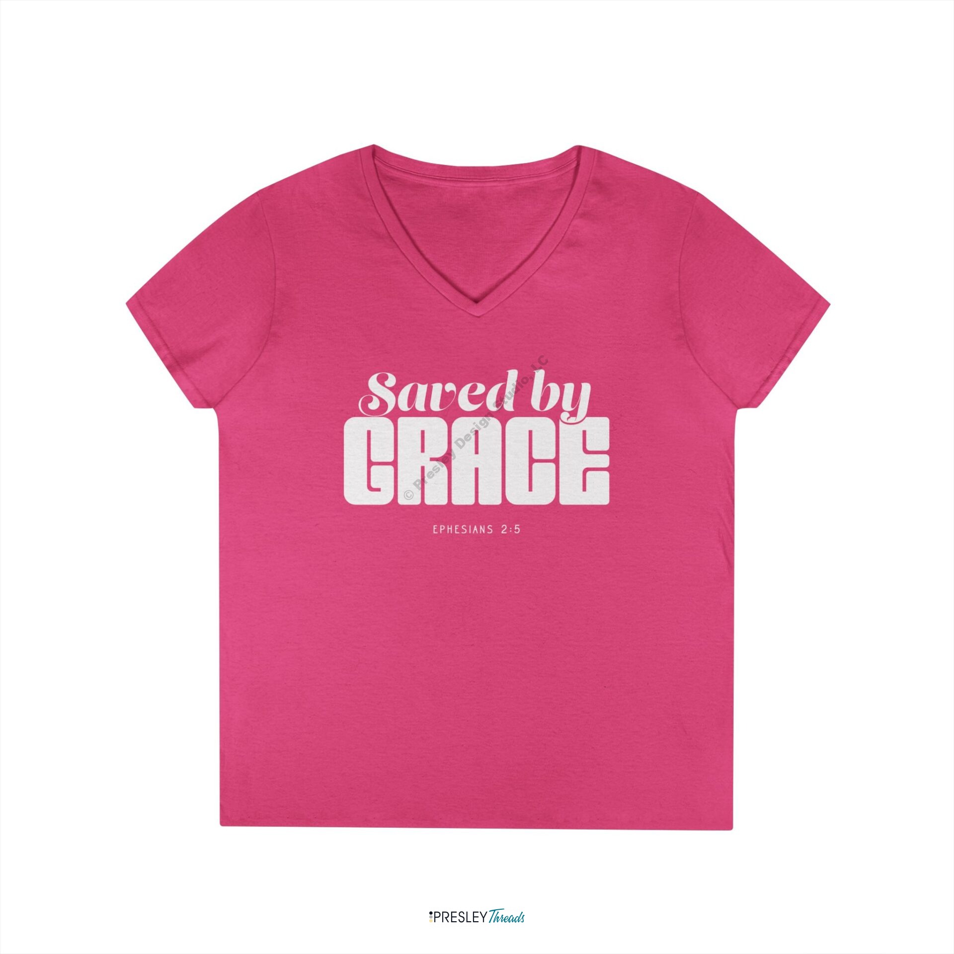 Saved by Grace | Ladies’ V-Neck T-Shirt Saved by Grace | Ladies' V-Neck T-Shirt - Image 7