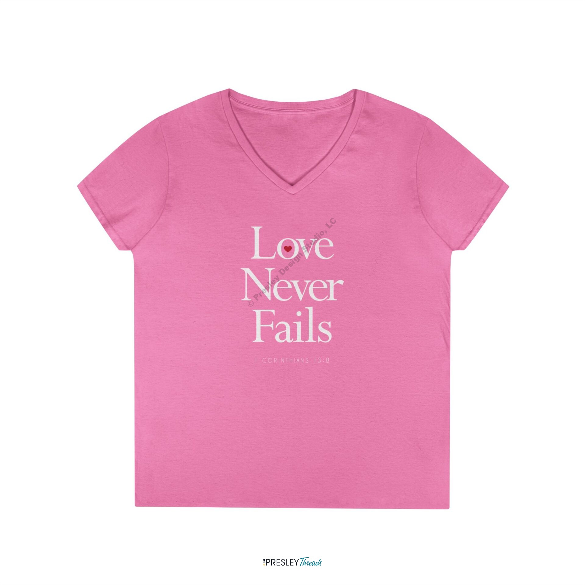 Love Never Fails – I Corinthians 13:8 | Ladies’ V-Neck T-Shirt Love Never Fails - I Corinthians 13:8 | Ladies' V-Neck T-Shirt - Image 6
