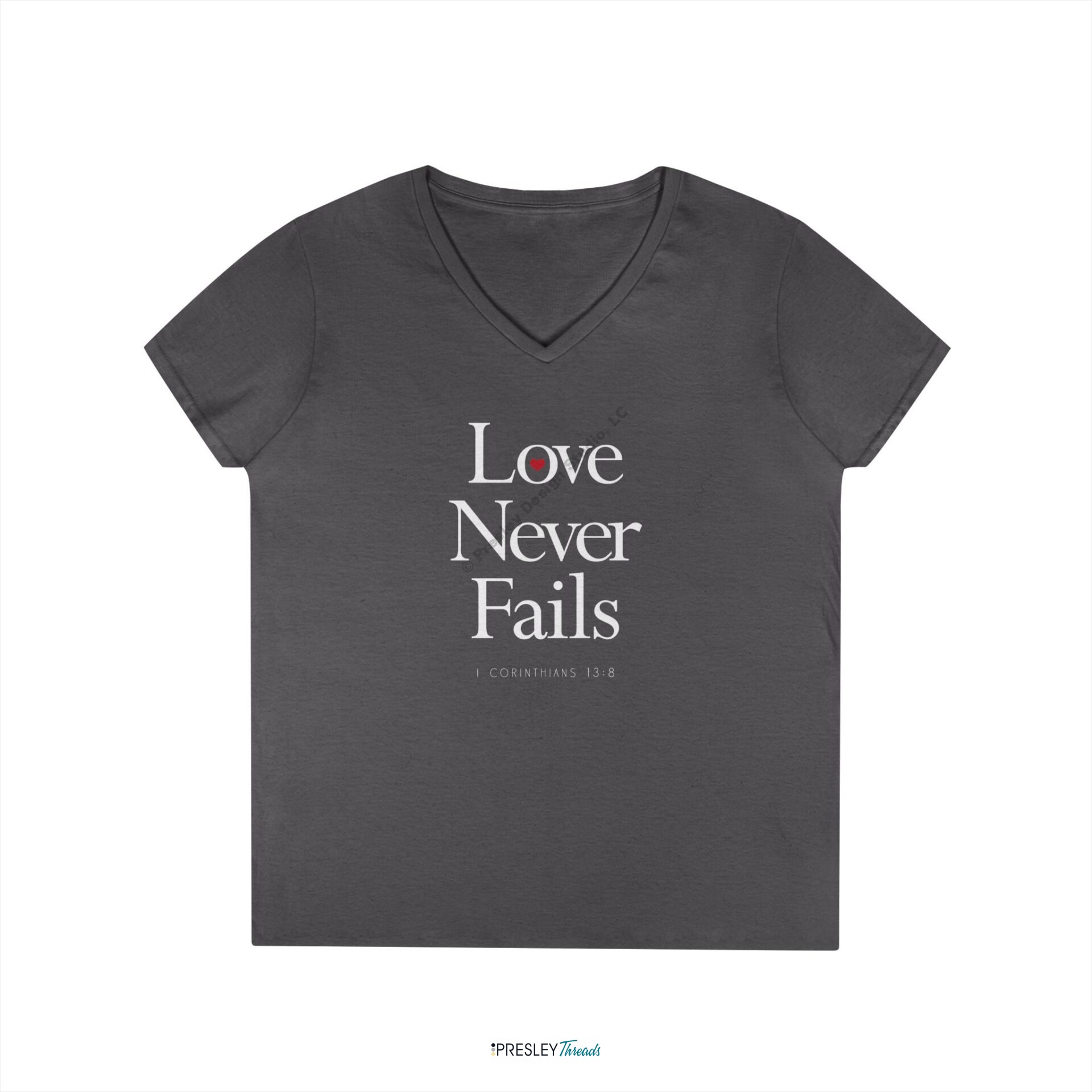 Love Never Fails – I Corinthians 13:8 | Ladies’ V-Neck T-Shirt Love Never Fails - I Corinthians 13:8 | Ladies' V-Neck T-Shirt
