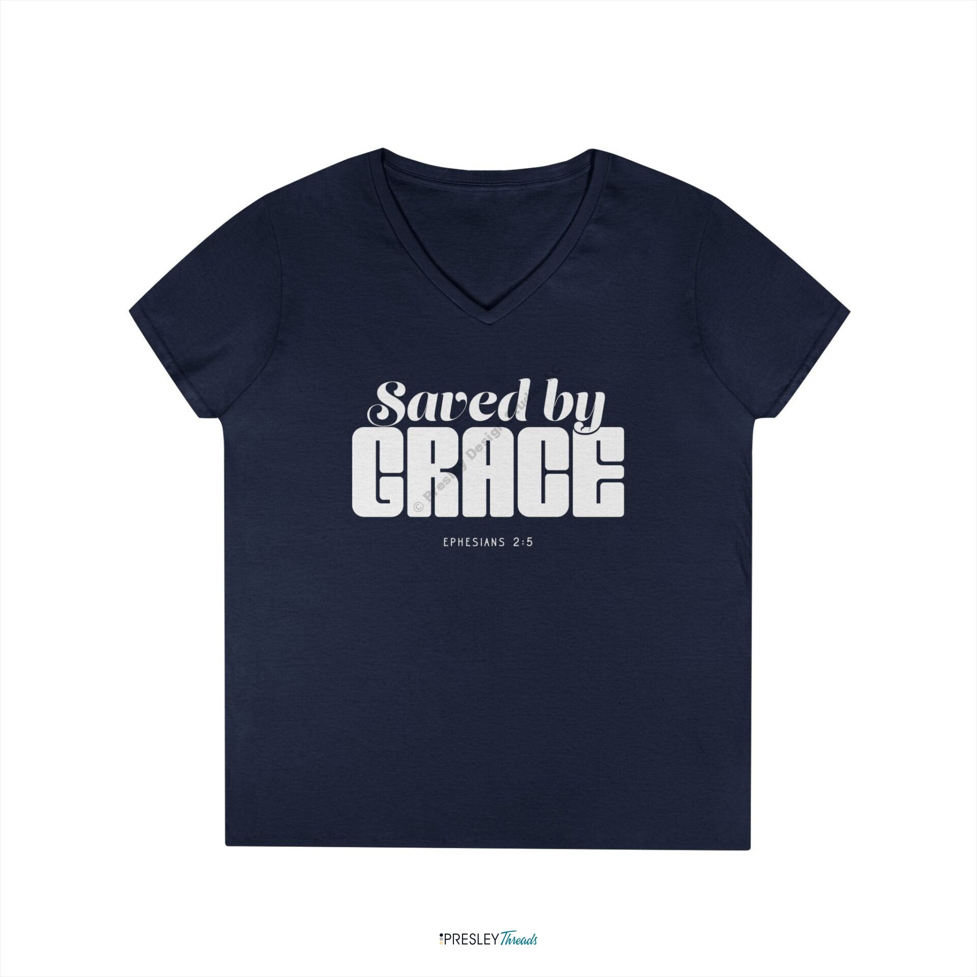 Saved by Grace | Ladies’ V-Neck T-Shirt Saved by Grace | Ladies' V-Neck T-Shirt - Image 4