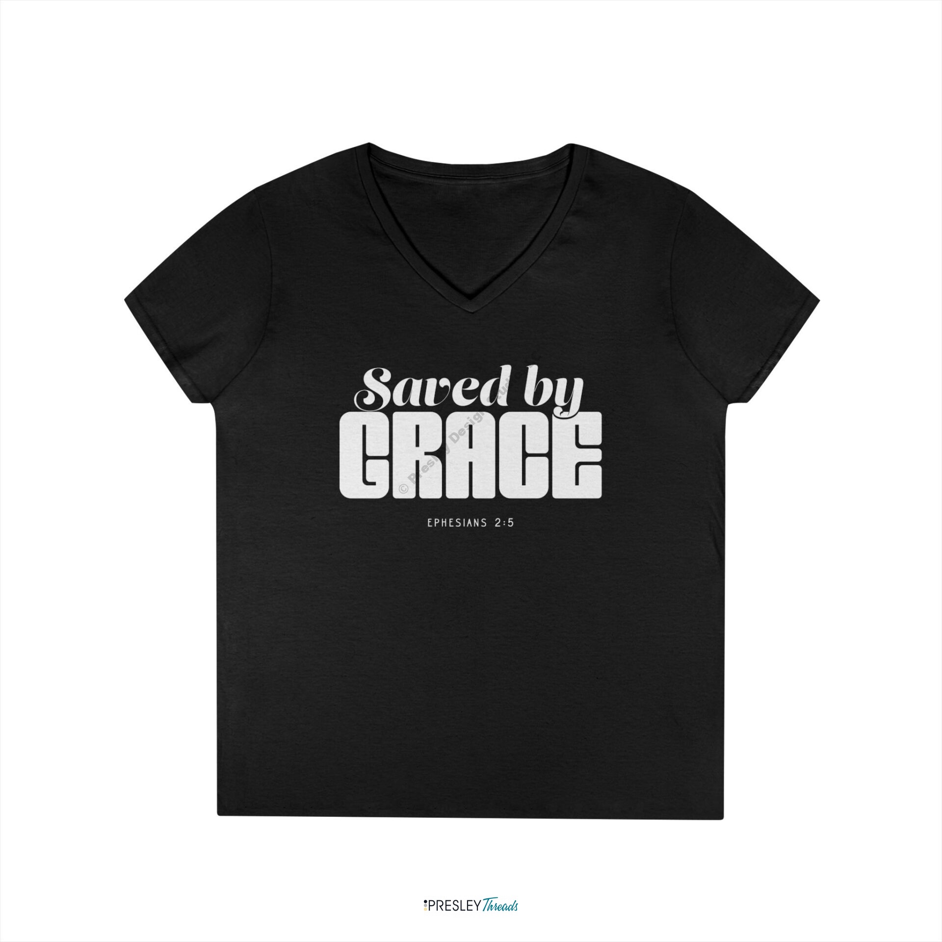 Saved by Grace | Ladies’ V-Neck T-Shirt Saved by Grace | Ladies' V-Neck T-Shirt